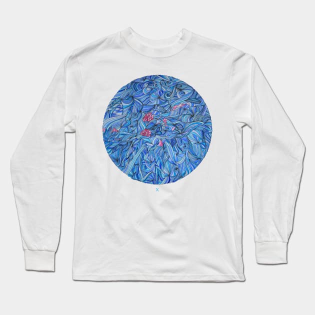 Psychedelic Blue Long Sleeve T-Shirt by darkicexx